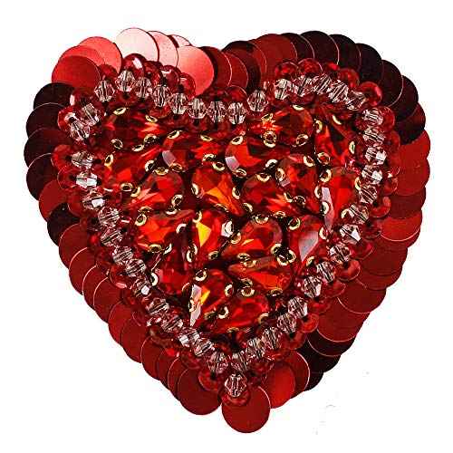 EMDOMO Perlenbesetzte Pailletten, rote Herz-Strassapplikationen, zum Aufnähen, für T-Shirts, DIY, 2 Stück EMDOMO Perlenbesetzte Pailletten, rote Herz-Strassapplikationen, zum Aufnähen, für T-Shirts, DIY, 2 Stück von EMDOMO