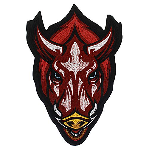 EMDOMO Red OX Stierkopf Aufnäher zum Aufbügeln für Jeans, Jacke, Rückseite, Stickerei, Applikation, 1 Stück EMDOMO Red OX Stierkopf Aufnäher zum Aufbügeln für Jeans, Jacke, Rückseite, Stickerei, Applikation, 1 Stück von EMDOMO