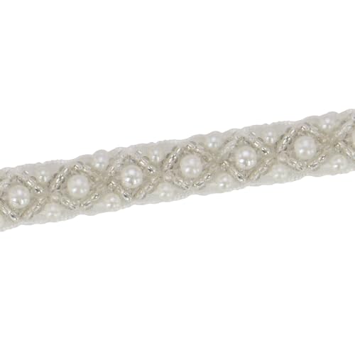 EMDOMO Schulterriemen für Nagelperlen, Perlen, Spitze, handgefertigt, Mesh, Organza, Perlenband, Besatz, Kragen, Rand, DIY, Nähen, Spitzenzubehör für Haarschmuck, 9 Meter (weiß) von EMDOMO