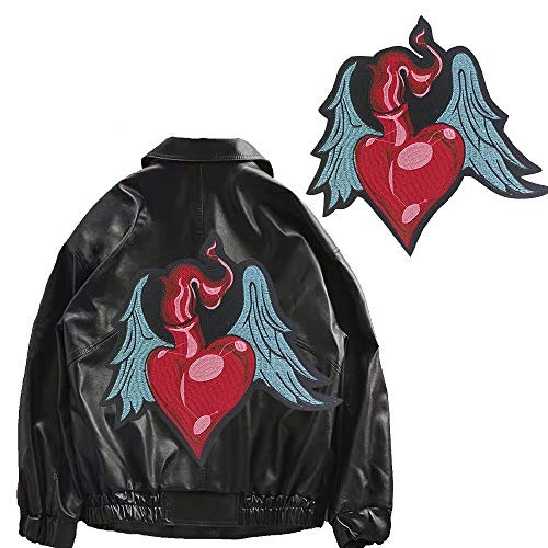 EMDOMO Stickerei Liebe Herz Flügel Aufnäher Zubehör Bügelbild Jacke hinten Motorrad Bike Badge 2 Stück EMDOMO Stickerei Liebe Herz Flügel Aufnäher Zubehör Bügelbild Jacke hinten Motorrad Bike Badge 2 Stück von EMDOMO