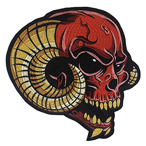 Totenkopf-Stickerei, Punk, Biker, Aufnäher, Aufkleber, Jacke, Rückseite, Zubehör, Abzeichen, 1 Stück Totenkopf-Stickerei, Punk, Biker, Aufnäher, Aufkleber, Jacke, Rückseite, Zubehör, Abzeichen, 1 Stück von EMDOMO