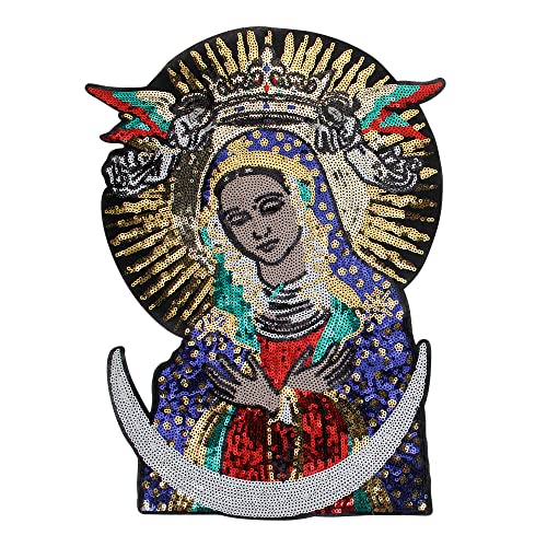 EMDOMO Virgen de Guadalupe Pailletten-Aufnäher, zum Aufnähen auf Kleider, Jacken, Taschen, "Our Lady Virgin Mary", Paillettenaufnäher, Verzierung EMDOMO Virgen de Guadalupe Pailletten-Aufnäher, zum Aufnähen auf Kleider, Jacken, Taschen, "Our Lady Virgin Mary", Paillettenaufnäher, Verzierung von EMDOMO