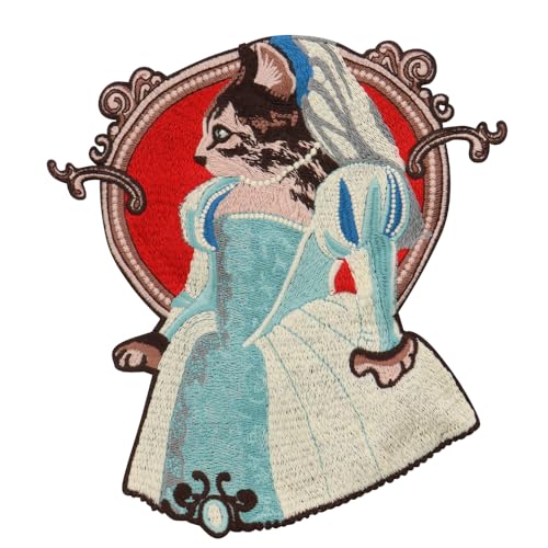 Gestickte Aufnäher mit Kaninchen, niedliche Katze, Fisch, Krone, Tasse, Kaninchen, zum Aufnähen, Applikation, Dekoration, Stickerei-Aufnäher für Kleidung, DIY-Zubehör (A 1 Stück) von EMDOMO