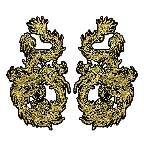 EMDOMO Goldener Drachen-Aufnäher, bestickt, chinesischer Drache, zum Aufnähen oder Aufbügeln, für DIY-Kostüm, Jeans, Jacken EMDOMO Goldener Drachen-Aufnäher, bestickt, chinesischer Drache, zum Aufnähen oder Aufbügeln, für DIY-Kostüm, Jeans, Jacken von EMDOMO