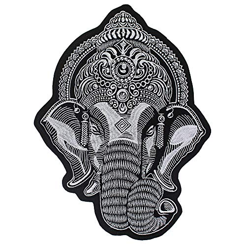Große Ganesha Elefantenkopf-Stickerei, zum Aufbügeln auf Jacke, Biker, Scrapbooking, 1 Stück weiß Große Ganesha Elefantenkopf-Stickerei, zum Aufbügeln auf Jacke, Biker, Scrapbooking, 1 Stück weiß von EMDOMO