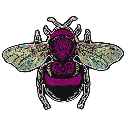 Große Insekten-Stickerei, Bienen-Abzeichen, Bekleidungsdekoration, Zubehör, Flicken zum Aufbügeln auf Jeans, Tasche, Jacke (A 1 Stück) von EMDOMO