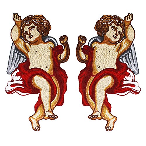 Großer Aufnäher mit Engel-Motiv, bestickt, für Kleidung, dekoriert, zum Aufnähen, 1 Paar Großer Aufnäher mit Engel-Motiv, bestickt, für Kleidung, dekoriert, zum Aufnähen, 1 Paar von EMDOMO