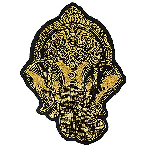 Große Ganesha Elefantenkopf-Stickerei, zum Aufbügeln auf Jacke, Biker, Scrapbooking, 1 Stück gold Große Ganesha Elefantenkopf-Stickerei, zum Aufbügeln auf Jacke, Biker, Scrapbooking, 1 Stück gold von EMDOMO