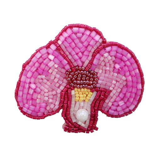 Handgefertigte exquisite Blumenapplikation mit Perlen, Strasssteine, Blumenaufnäher für Kleider, Kleidungsstücke, Dekoration, Nähzubehör (L 2 Stück) von EMDOMO