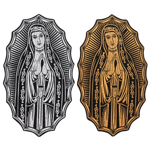 Jungfrau Maria Guadalupe Taufe bestickte Bügelbilder DIY für Kleidung Tasche Dekoration Zubehör (C Mix 2 Stück) von EMDOMO