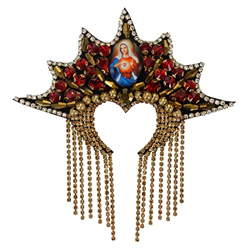 EMDOMO Lady of Guadalup Applikation mexikanische Gabel Kreuz Patches Jesus Patches Flaming Milagro Herz Applique Aufnähen (C) von EMDOMO