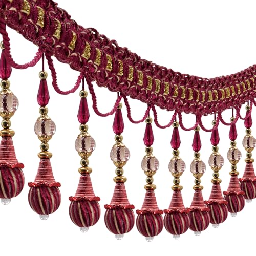 Perlen-Bordüre, hängende Kugelquaste, Fransenborte, Lampe, Vorhang, Lampenschirm, Dekoration, Bastelbedarf, Heimdekoration, Party-Hintergrund, Bohemian-Stil (rot) von EMDOMO