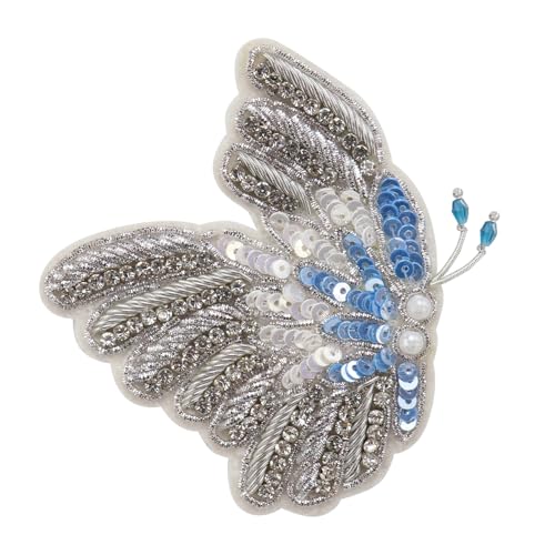 Perlen-Pailletten, Schmetterling, indische Seide, zum Aufnähen, Abzeichen für Stoff, Tasche, Hut, Dekoration, handgefertigtes Handwerks-Emblem-Zubehör von EMDOMO