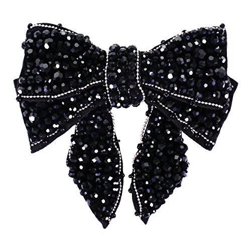 Perlen Bowknot Design Patches Applikation Abzeichen für DIY Kleidung Kragen Krawatte Schuhe Broschen Stirnband verziert 1 Stück (schwarz) von EMDOMO