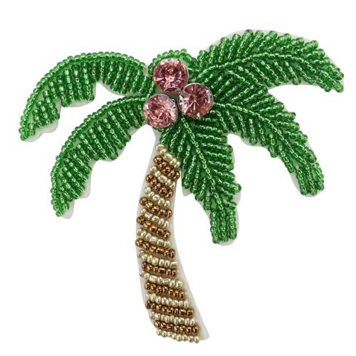 Perlen Strasssteine Kokosnussbaum Bohemia Strand Patches Pailletten für Kleidung Rucksäcke T-Shirt Jeans Hut Tasche Nähzubehör (A 2 Stück) von EMDOMO