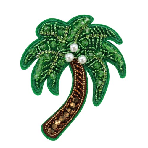 Perlen Strasssteine Kokosnussbaum Bohemia Strand Patches Pailletten für Kleidung Rucksäcke T-Shirt Jeans Hut Tasche Nähzubehör (D 2 Stück) von EMDOMO
