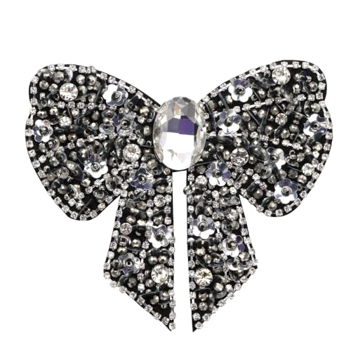 Schleifen-Applikation, Perlen, Strass, Fliege, Flicken für Schuhe, Brautschmuck, Hochzeitskleid, Dekoration, 2 Stück (A 2 Stück) von EMDOMO