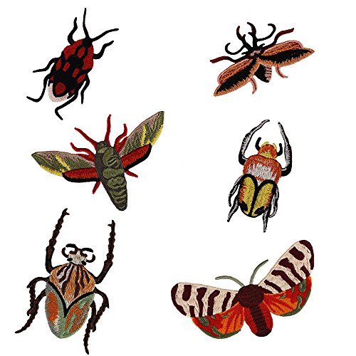 1Set/6pieces Stickerei Käfer Schmetterling Insekten Aufnäher Stoff Patches Badge DIY Craft für Jeans Kleidung verziert Nähen th887 B von EMDOMO