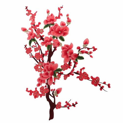 Stickerei Blumen Reben Applikationen DIY Trim für Jeans Kleidungsstück Kleid Nähen auf Blüte Pflaume Floral Patches Zubehör (Orange) von EMDOMO