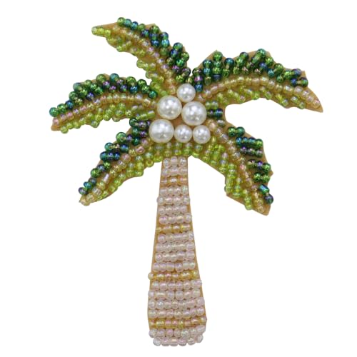 Strass-Applikation mit Perlen, Motiv: Insel, Strand, Kokosnussbaum, Basteln, Basteln, Kleidung, Zubehör, Nähen, Verzierungen, 2 Stück (A 2 Stück) von EMDOMO