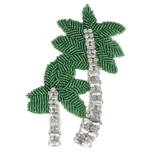 Strass-Applikation mit Perlen, Motiv: Insel, Strand, Kokosnussbaum, Basteln, Basteln, Kleidung, Zubehör, Nähen, Verzierungen, 2 Stück (D 2 Stück) von EMDOMO