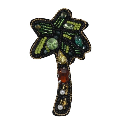 Strass-Applikation mit Perlen, Motiv: Insel, Strand, Kokosnussbaum, Basteln, Basteln, Kleidung, Zubehör, Nähen, Verzierungen, 2 Stück (E 2 Stück) von EMDOMO