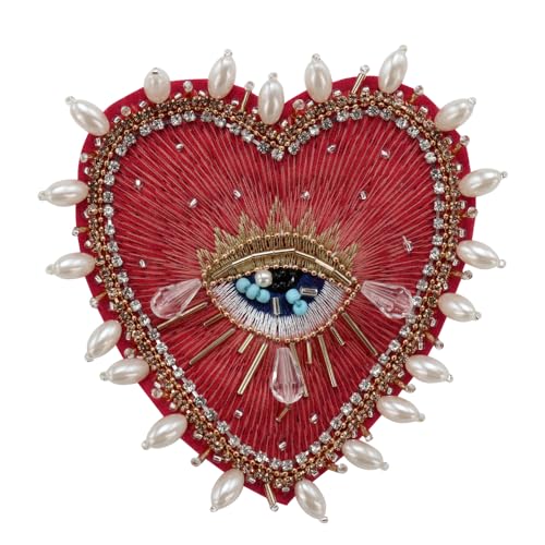 Strass-Applikation mit Strasssteinen, Augen, Herz, zum Aufnähen, für Kleidung, Jeans, Jacken, Handtaschen, Schuhe, DIY-Dekoration, 2 Stück (C 2 Stück) von EMDOMO
