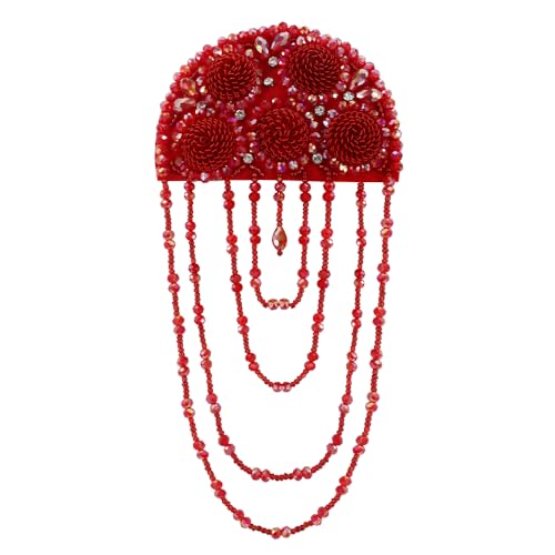 Strass-Epauletten, Schultern, Quaste, Fransenaufnäher, Anzug, Abzeichen für Bühnenkleidung, 2 Stück (C Rot, 2 Stück) von EMDOMO