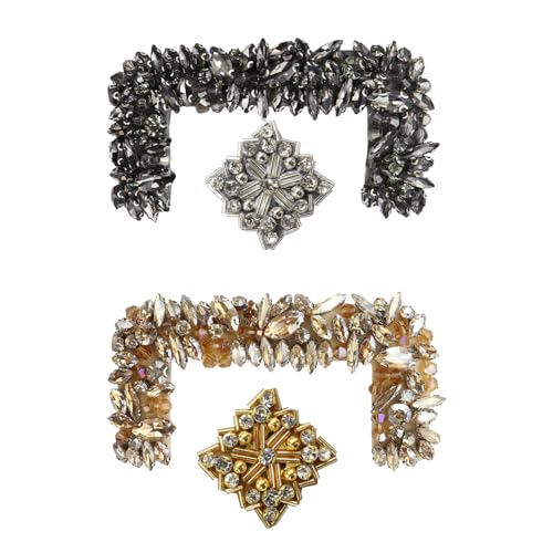 Strass-Perlen, Buchstaben, Blumenaufnäher für Hut, Kleidung, Rucksack, Abzeichen, Dekoration, DIY, Nähzubehör, 2 Stück (E-Mix, 4 Stück) von EMDOMO