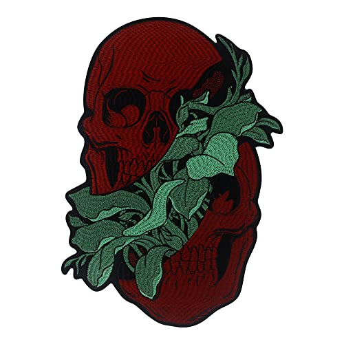 Totenkopf-Aufnäher zum Selbermachen, Horror-Applikation, bestickt, zum Aufbügeln, für Jacke, T-Shirt, Dekoration Totenkopf-Aufnäher zum Selbermachen, Horror-Applikation, bestickt, zum Aufbügeln, für Jacke, T-Shirt, Dekoration von EMDOMO
