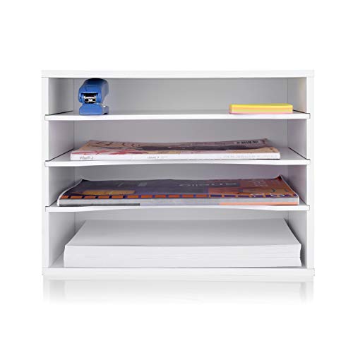 Papier-Organizer aus Holz, Schreibtisch-Organizer, Aufbewahrung, Briefablage, Aktensortierer mit verstellbaren Ablagen für Zuhause und Büro von EMERIT