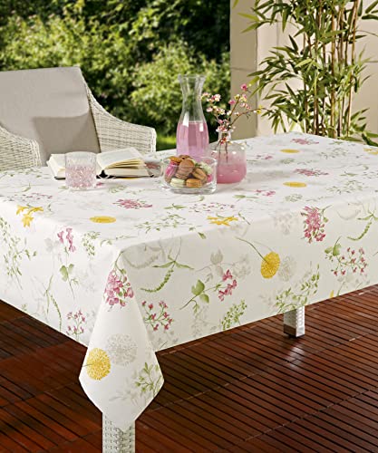 EMHELLE Baumwolle Tischdecke Tischwäsche Blumendruck mit Fleckschutz Baumwolltischdecke Bunt Verschiedene Größen, Eckig, Oval (110 x 140 cm) von EMHELLE