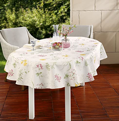 EMHELLE Baumwolle Tischdecke Tischwäsche Blumendruck mit Fleckschutz Baumwolltischdecke Bunt Verschiedene Größen, Eckig, Oval (140 x 190 cm Oval) von EMHELLE