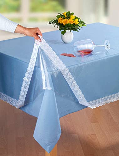 EMHELLE Tischdecke Schutzdecke mit weißer Spitze, Tischschutz, transparent, glasklar, Größe wählbar, Made in Germany (100 x 140 cm) von EMHELLE