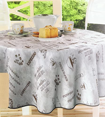 EMHELLE Wachstuchtischdecke, Tischdecke Tischwäsche, wasserabweisend, abwischbar, Outdoor, Innen- und Außennutzung, wasserdicht, Eckig, Oval, Rund, Verschiedene Größen und Farben (140 cm Rund) von EMHELLE