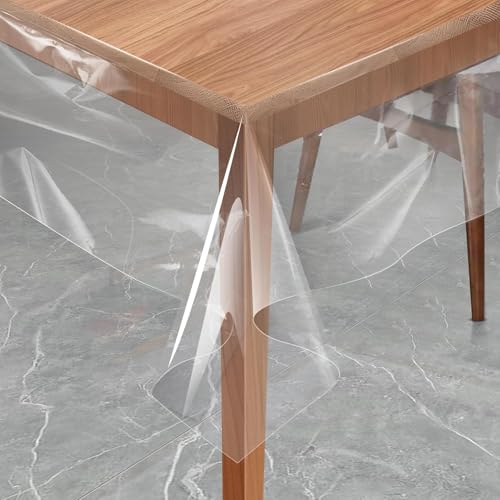 Tischfolie Transparent Tischdecke Durchsichtig Klarsicht Glasklar Wasserdicht Abwaschbar Fettdicht Tischschutzfolie Kratzfest Tischschutz für Innen und Außen 0,2 mm (60 x 60 cm) von EMHELLE