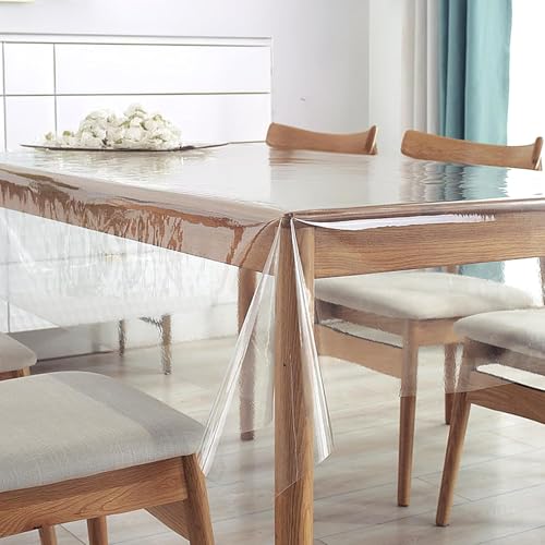 Tischfolie Transparent Tischdecke Durchsichtig Klarsicht Glasklar Wasserdicht Abwaschbar Fettdicht Tischschutzfolie Kratzfest Tischschutz für Innen und Außen 0,3 mm (140 x 280 cm) von EMHELLE