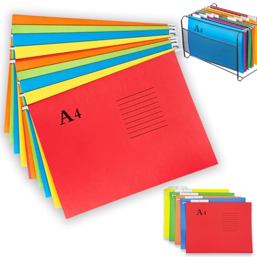10 Stück Hängeregister Mappen A4, A4 Hängemappen, Hängeordner Farbig, Polypropylen Hängemappen Aufbewahrung Aktenordner, für Büro, Schule, Desktop-Aktenaufbewahrung, Dateiklassifizierung (5 Farben) von EMHTHME
