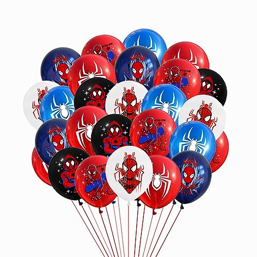 30 Stück Latexballon Bedruckte, Spider Luftballons für Kinder Geburtstag Dekoration, Spiderman Luftballons Geburtstags Party Dekorationen, für Kinder Geburtstagsfeier, Mottoparty, Karneval Zubehör von EMHTHME