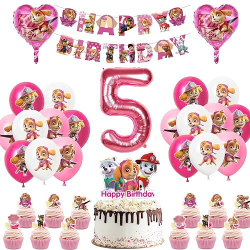 35 Stück Geburtstag Dekoration Set, Geburtstag Luftballons, Luftballons Banner, Cake Toppers, Geburtstag Deko für 5 Jahre Kindergeburtstag Party von EMHTHME