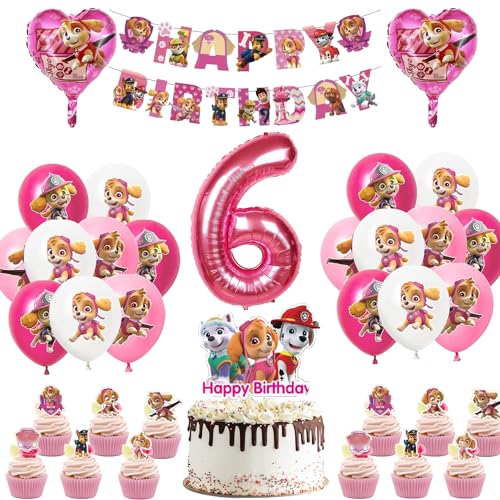 35 Stück Geburtstag Dekoration Set, Geburtstag Luftballons, Luftballons Banner, Cake Toppers, Geburtstag Deko für 6 Jahre Kindergeburtstag Party von EMHTHME