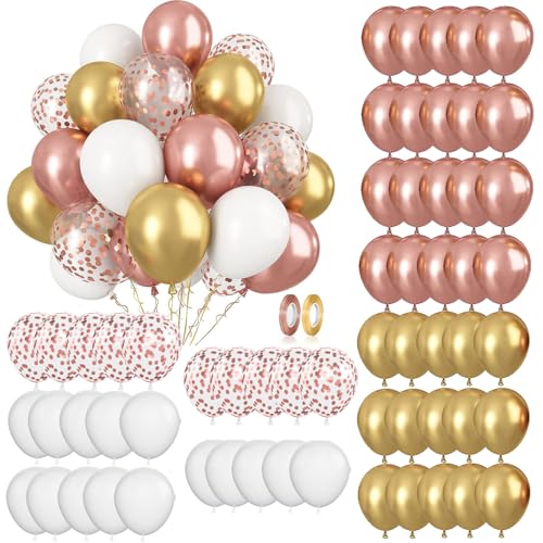 Luftballons Metallic Rosegold, 60 Stück Metallballons Rose Gold Ballons, Rosegold Konfetti Luftballons, Glänzendes Latexballons, für Kinder Geburtstag Babyparty Hochzeit Graduierung Feier Deko von EMHTHME