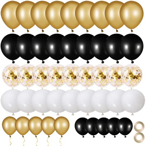 70 Stück Schwarz-Gold Latex Ballons - Helium Luftballons mit Metallic Konfetti - Geburtstag, Hochzeit, Valentinstag, Taufe, Kommunion, Party Dekoration 70 Stück Schwarz-Gold Latex Ballons - Helium Luftballons mit Metallic Konfetti - Geburtstag, Hochzeit, Valentinstag, Taufe, Kommunion, Party Dekoration von EMITUOFO