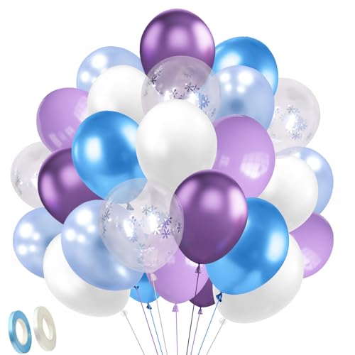 Blau Lila Luftballons, 60 Stück Frozen Luftballons Schneeflocke Konfetti für Mädchen Geburtstag Babyparty Winter Winter Party Deko Blau Lila Luftballons, 60 Stück Frozen Luftballons Schneeflocke Konfetti für Mädchen Geburtstag Babyparty Winter Winter Party Deko von EMITUOFO