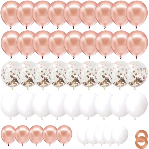 70 Stück Luftballons Roségold，Luftballons Geburtstag Rosé Gold Latex Helium Konfetti Ballons für Mädchen Hochzeit Verlobung Valentinstag Bride to be Party Deko von EMITUOFO