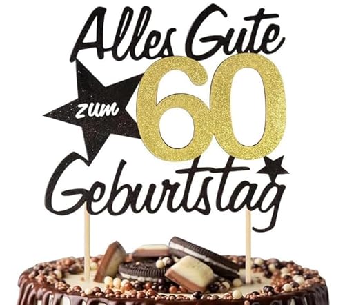 1 Stück Torten Deko 60 Geburtstag,Cake Topper 60 Jahre mit Holz Tortendeko,Alles Gute zum 60 Jahre Happy Kuchendeko 60 Geburstagstorte Gold für 60 Geburtstag Frauen Männer von EMMALOUISESMITH