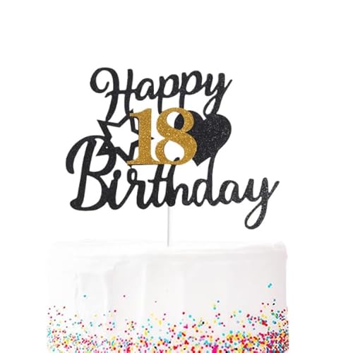 18. Geburtstag Junge Happy 18. Geburtstag Frau Mann Cake Topper 18th Birthday Cake Tortendeko,Schwarzes Gold Dreieck Bunte Fahnen Decoration 18. Geburtstag Junge Happy 18. Geburtstag Frau Mann Cake Topper 18th Birthday Cake Tortendeko,Schwarzes Gold Dreieck Bunte Fahnen Decoration von EMMALOUISESMITH