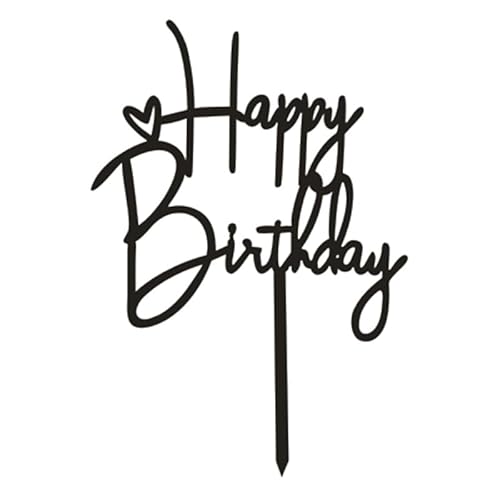 2 Stück Schwarz Happy Birthday Kuchenaufsatz deko,Acryl Glitter Kuchen Topper verzieren,Besondere Tortenaufsätze zum Happy Birthday Cake Topper,Für Mädchen Jungen von EMMALOUISESMITH