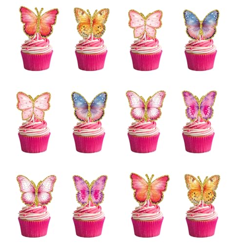 52 Stück Rosa schmetterlinge Esspapier schmet terlinge Tortendeko Essbar Cake,Esspapier deko Geburtstag,schmet terlinge aus Essbarem Papier von EMMALOUISESMITH