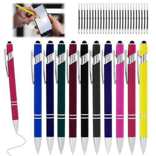 EMMALOUISESMITH 10 Stück Kugelschreiber aus Metall mit 25 Stück Nachfüllungen,2 in 1 Ergonomische Kugelschreiber mit Touchpen,1,0 mm Kugelschreiber Metall für Büro und Haushalt EMMALOUISESMITH 10 Stück Kugelschreiber aus Metall mit 25 Stück Nachfüllungen,2 in 1 Ergonomische Kugelschreiber mit Touchpen,1,0 mm Kugelschreiber Metall für Büro und Haushalt von EMMALOUISESMITH